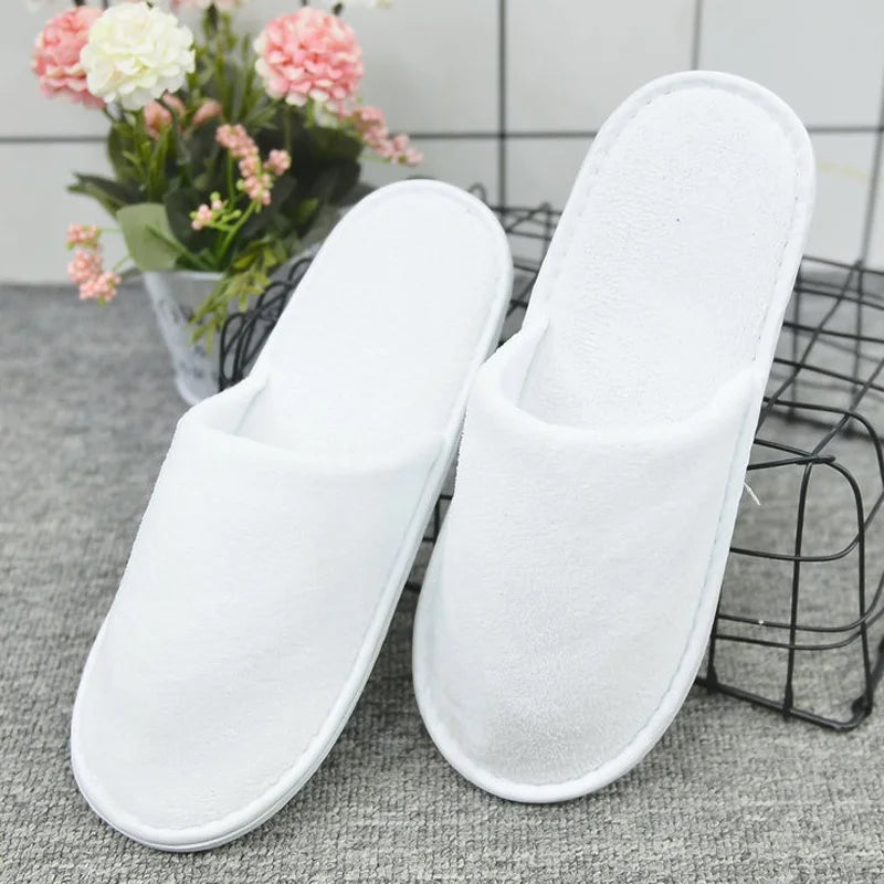 Wholesale white disposable luxury customized hotel slippers for spa