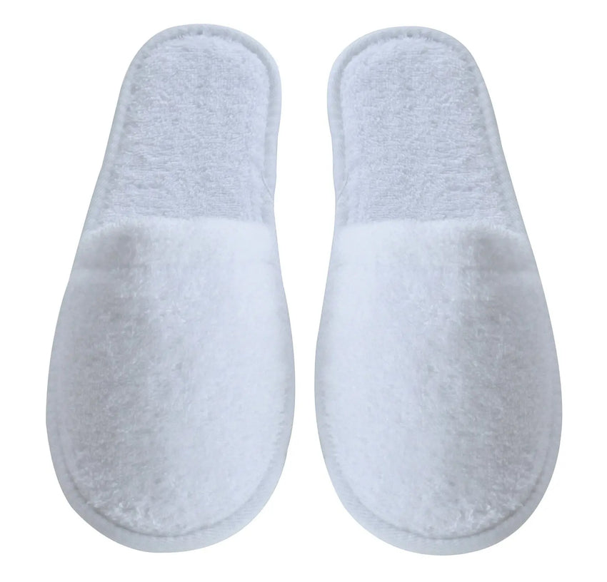 Custom hotel_disposable_slippers closed toe white terry hotel slippers for adults