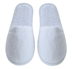 Custom hotel_disposable_slippers closed toe white terry hotel slippers for adults