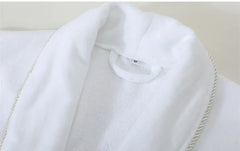 Wholesale Luxury Custom Logo Kimino Collar bathrobe Spa Unisex White 100% cotton Terry Velour Hotel Bathrobe