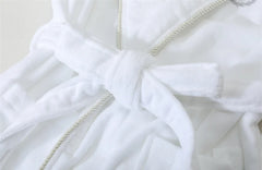 Wholesale hotel spa bathroom 100% cotton high quality white bathrobe plush ladies spa bathrobe