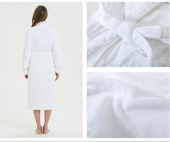 Wholesale hotel spa bathroom 100% cotton high quality white bathrobe plush ladies spa bathrobe