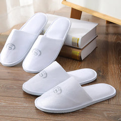 High-Quality Original Hemp Unisex Slides Slippers 5-Star Hotel Luxury White Waffle Slippers Disposable Elastaan Slippers