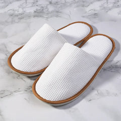 High-Quality Original Hemp Unisex Slides Slippers 5-Star Hotel Luxury White Waffle Slippers Disposable Elastaan Slippers