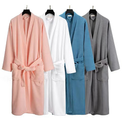 Luxury Hotel Bathrobe for Women High Quality Woven Waffle Hooded Robe with Belt Thermal XS Size Casual Style Print Pattern