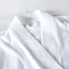 Wholesale hotel spa bathroom 100% cotton high quality white bathrobe plush ladies spa bathrobe