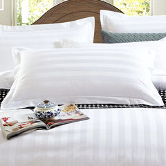 Best Selling 100 % cotton hotel Queen Size 1cm Stripe Bed Sheet Bedding Set