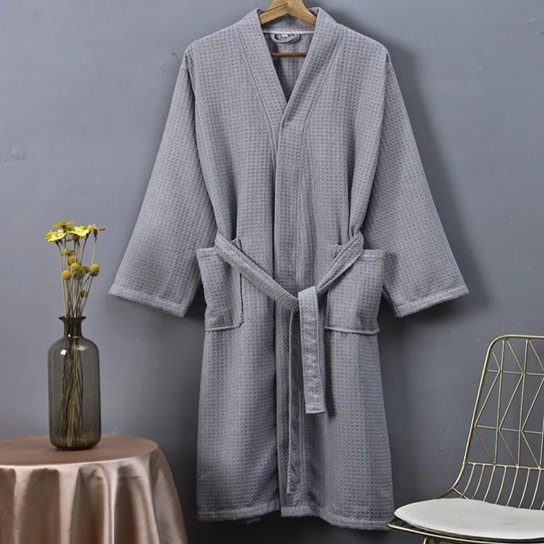 100 Cotton waffle bathrobe for hotel 5 star hotel bath robe