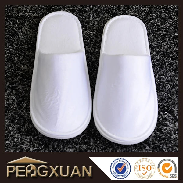 Custom hotel_disposable_slippers closed toe white terry hotel slippers for adults