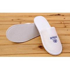 Factory Wholesale hausschuhe hotel logo print hotel slippers washable cotton grey hotel bedroom slippers colour