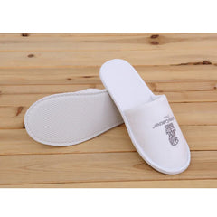 Factory Wholesale hausschuhe hotel logo print hotel slippers washable cotton grey hotel bedroom slippers colour