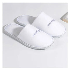 Factory Wholesale hausschuhe hotel logo print hotel slippers washable cotton grey hotel bedroom slippers colour