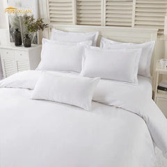 Cotton pure white hotel linen 4 piece set 80S bedding pure cotton satin luxury hotel 4 piece set