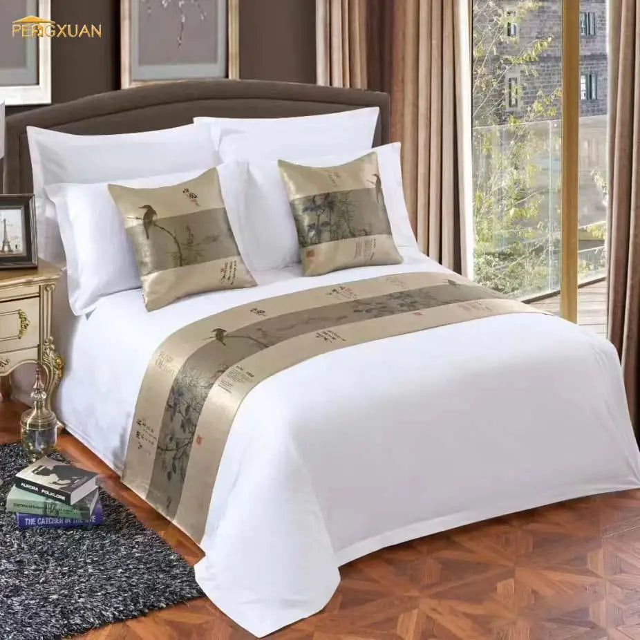 Cotton pure white hotel linen 4 piece set 80S bedding pure cotton satin luxury hotel 4 piece set