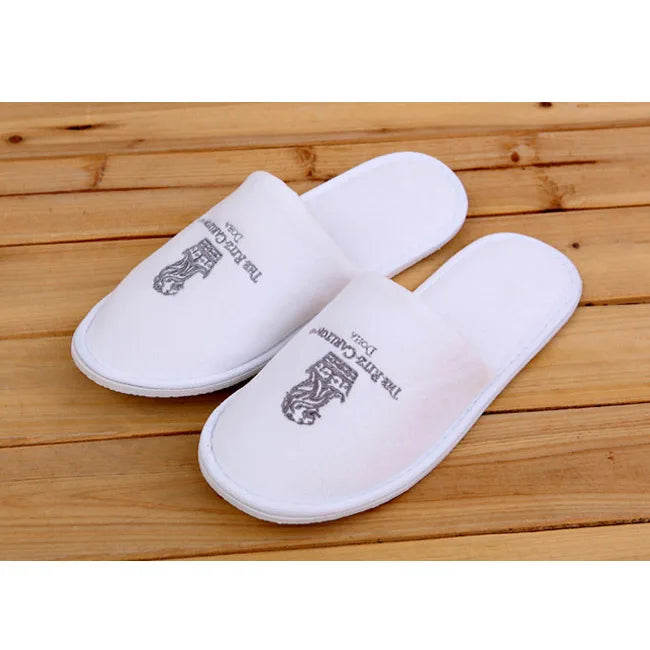 Factory Wholesale hausschuhe hotel logo print hotel slippers washable cotton grey hotel bedroom slippers colour